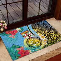 Vanuatu Malampa Fiji Day Rubber Doormat Happy 10 October With Maps Tropical Flowers