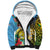 Vanuatu Malampa Fiji Day Sherpa Hoodie Happy 10 October With Maps Tropical Flowers