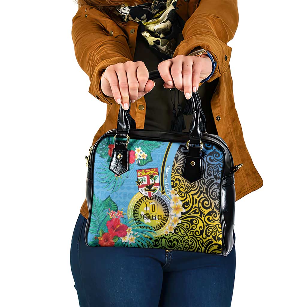 Vanuatu Malampa Fiji Day Shoulder Handbag Happy 10 October With Maps Tropical Flowers