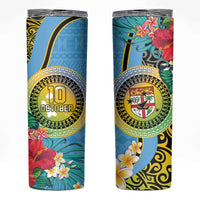 Vanuatu Malampa Fiji Day Skinny Tumbler Happy 10 October With Maps Tropical Flowers