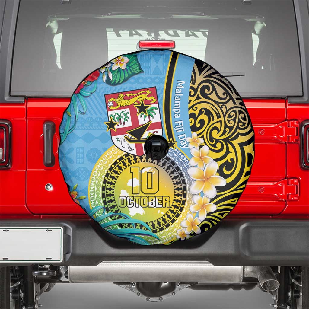 Vanuatu Malampa Fiji Day Spare Tire Cover Happy 10 October With Maps Tropical Flowers