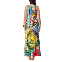 Vanuatu Malampa Fiji Day Tank Maxi Dress Happy 10 October With Maps Tropical Flowers