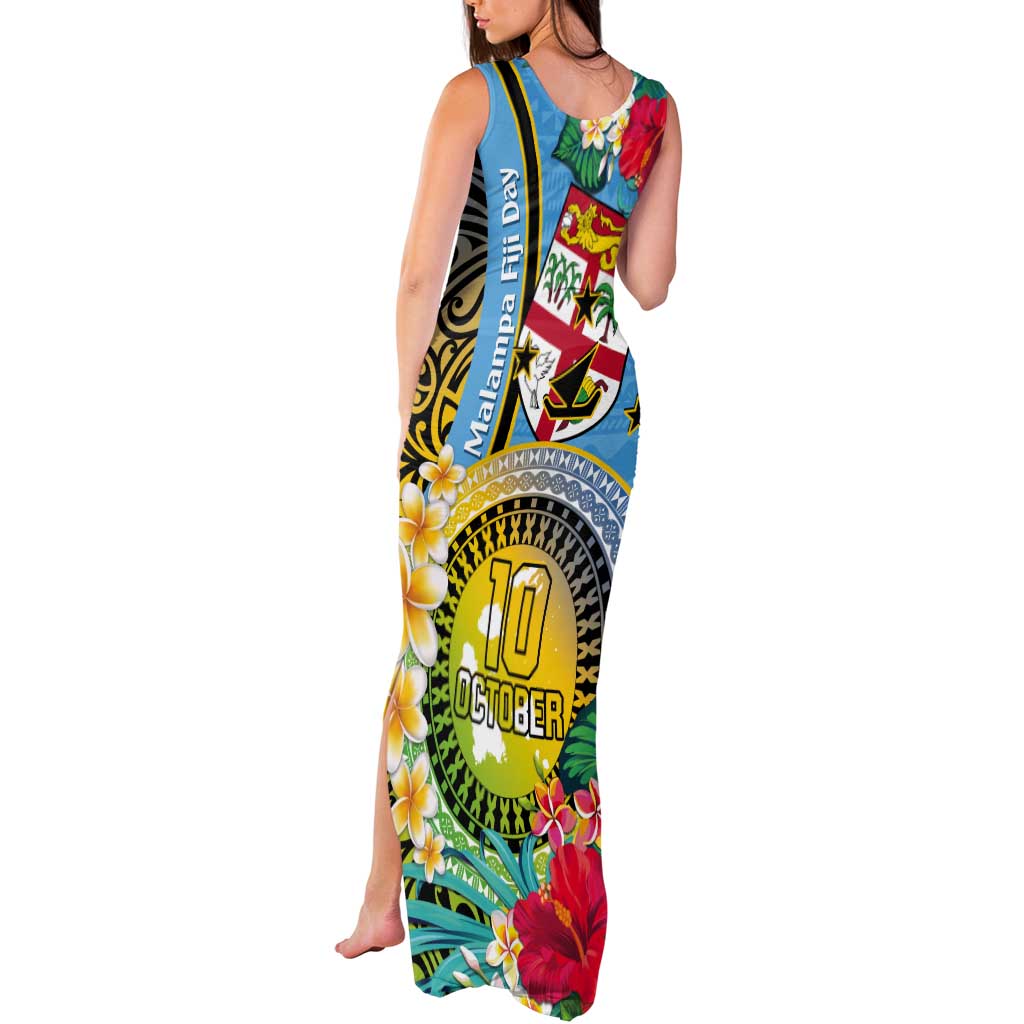 Vanuatu Malampa Fiji Day Tank Maxi Dress Happy 10 October With Maps Tropical Flowers