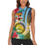 Vanuatu Malampa Fiji Day Women Sleeveless Polo Shirt Happy 10 October With Maps Tropical Flowers