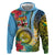 Vanuatu Malampa Fiji Day Zip Hoodie Happy 10 October With Maps Tropical Flowers