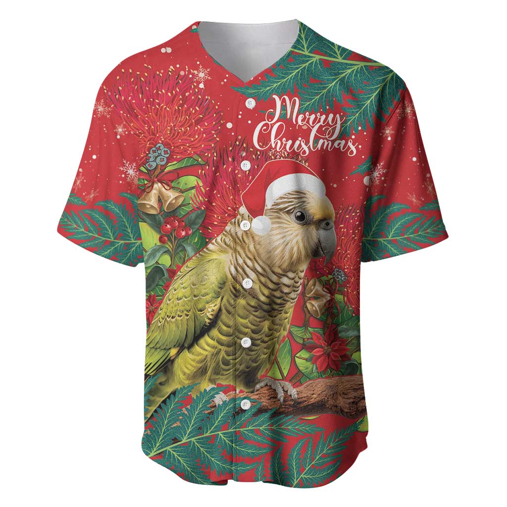 Personalised New Zealand Kakapo Christmas Baseball Jersey Meri Kirihimete Silver Fern Mix Pohutukawa