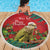 Personalised New Zealand Kakapo Christmas Beach Blanket Meri Kirihimete Silver Fern Mix Pohutukawa