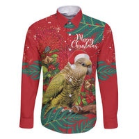 Personalised New Zealand Kakapo Christmas Family Matching Short Sleeve Bodycon Dress and Hawaiian Shirt Meri Kirihimete Silver Fern Mix Pohutukawa