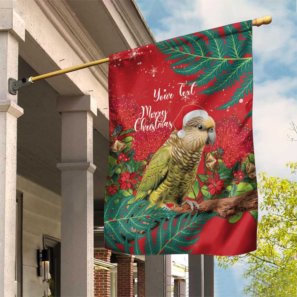 Personalised New Zealand Kakapo Christmas Garden Flag Meri Kirihimete Silver Fern Mix Pohutukawa