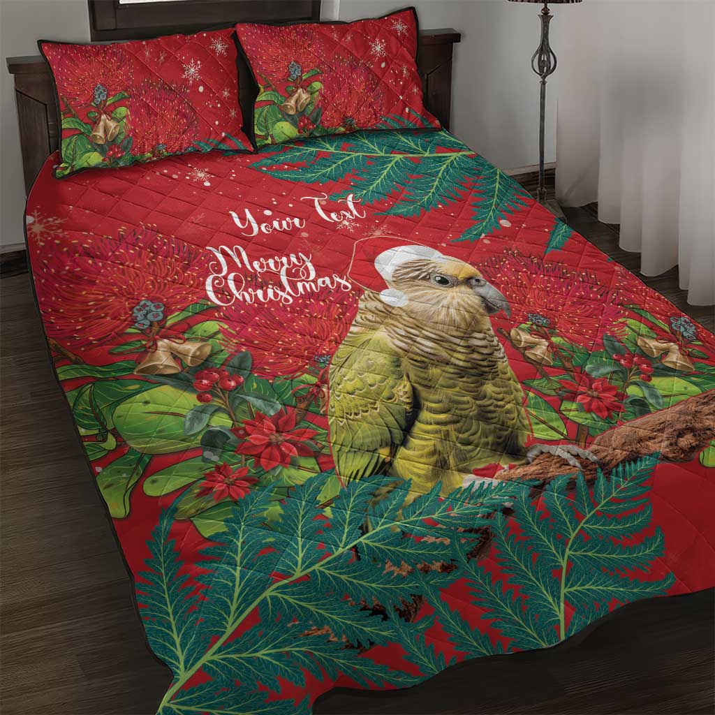 Personalised New Zealand Kakapo Christmas Quilt Bed Set Meri Kirihimete Silver Fern Mix Pohutukawa