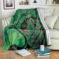 New Zealand Gecko Christmas Blanket Meri Kirihimete Paua Shell Mix Pohutukawa LT14 Green - Polynesian Pride
