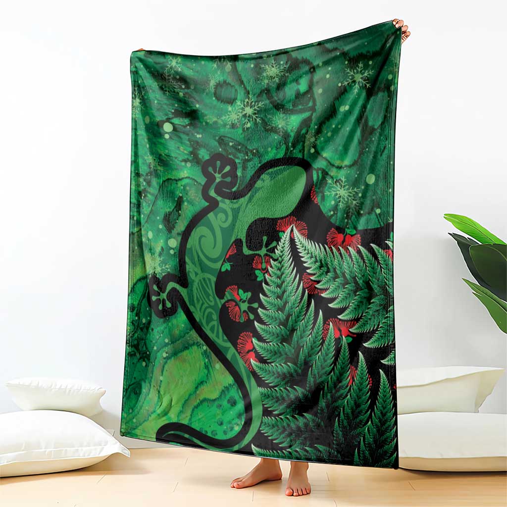 New Zealand Gecko Christmas Blanket Meri Kirihimete Paua Shell Mix Pohutukawa LT14 - Polynesian Pride
