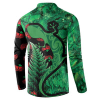 New Zealand Gecko Christmas Button Sweatshirt Meri Kirihimete Paua Shell Mix Pohutukawa LT14 - Polynesian Pride