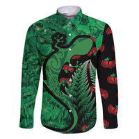 New Zealand Gecko Christmas Family Matching Long Sleeve Bodycon Dress and Hawaiian Shirt Meri Kirihimete Paua Shell Mix Pohutukawa