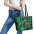 New Zealand Gecko Christmas Leather Tote Bag Meri Kirihimete Paua Shell Mix Pohutukawa