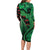 New Zealand Gecko Christmas Long Sleeve Bodycon Dress Meri Kirihimete Paua Shell Mix Pohutukawa