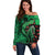 New Zealand Gecko Christmas Off Shoulder Sweater Meri Kirihimete Paua Shell Mix Pohutukawa