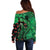 New Zealand Gecko Christmas Off Shoulder Sweater Meri Kirihimete Paua Shell Mix Pohutukawa