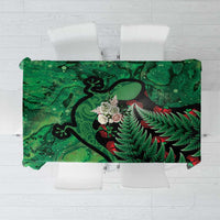 New Zealand Gecko Christmas Tablecloth Meri Kirihimete Paua Shell Mix Pohutukawa LT14 Green - Polynesian Pride