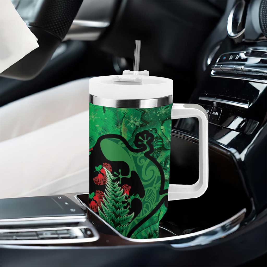 New Zealand Gecko Christmas Tumbler With Handle Meri Kirihimete Paua Shell Mix Pohutukawa