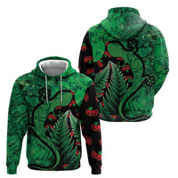 New Zealand Gecko Christmas Zip Hoodie Meri Kirihimete Paua Shell Mix Pohutukawa
