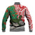 Personalised New Zealand Tuatara Christmas Baseball Jacket Meri Kirihimete Aotearoa Maori Mix Pohutukawa