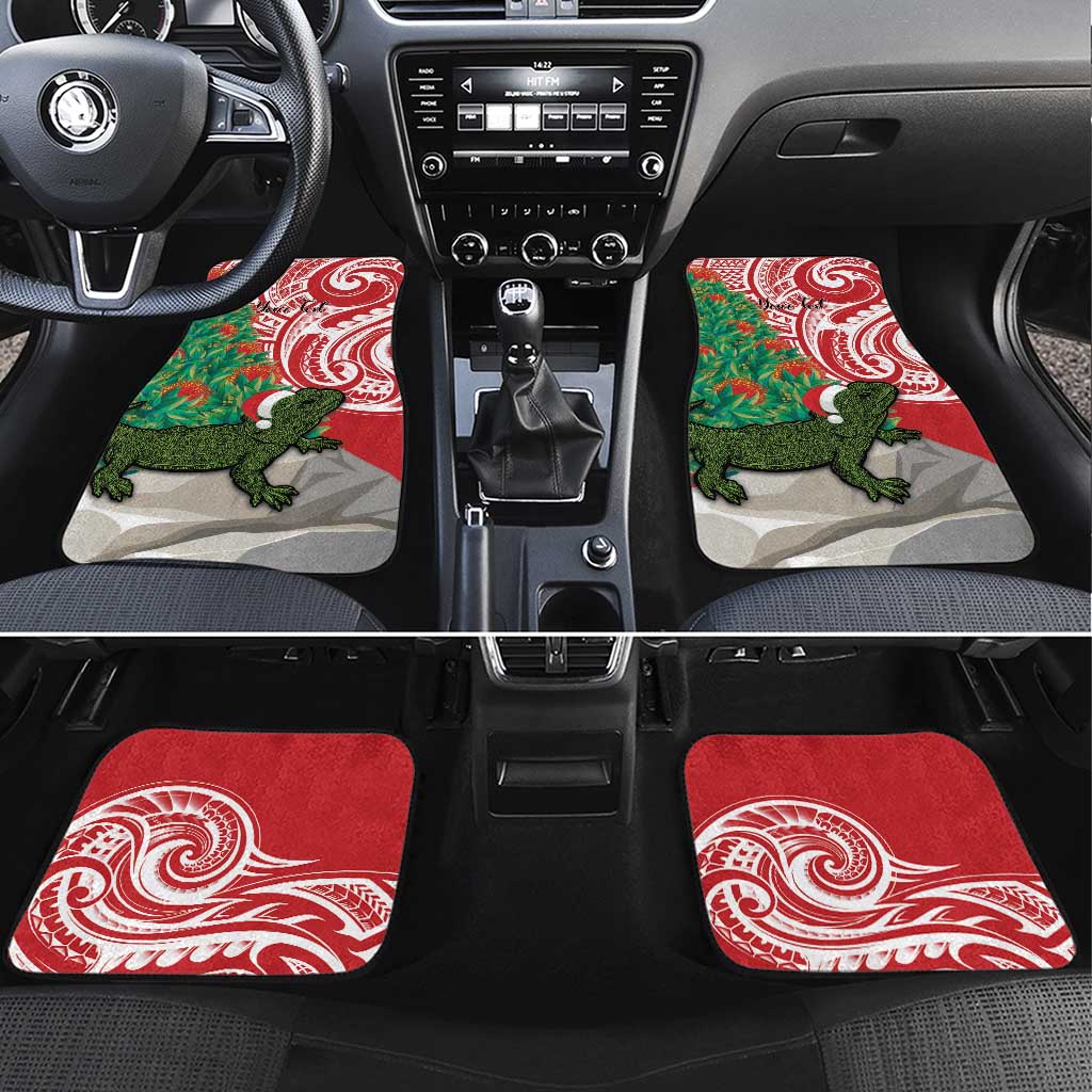 Personalised New Zealand Tuatara Christmas Car Mats Meri Kirihimete Aotearoa Maori Mix Pohutukawa