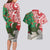 Personalised New Zealand Tuatara Christmas Couples Matching Long Sleeve Bodycon Dress and Hawaiian Shirt Meri Kirihimete Aotearoa Maori Mix Pohutukawa