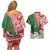 Personalised New Zealand Tuatara Christmas Couples Matching Off Shoulder Short Dress and Hawaiian Shirt Meri Kirihimete Aotearoa Maori Mix Pohutukawa