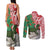 Personalised New Zealand Tuatara Christmas Couples Matching Tank Maxi Dress and Long Sleeve Button Shirt Meri Kirihimete Aotearoa Maori Mix Pohutukawa