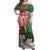 Personalised New Zealand Tuatara Christmas Off Shoulder Maxi Dress Meri Kirihimete Aotearoa Maori Mix Pohutukawa