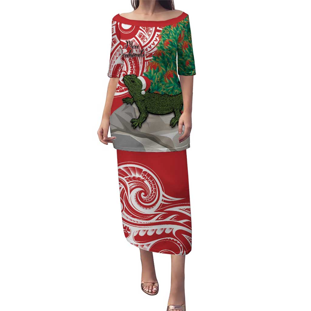 Personalised New Zealand Tuatara Christmas Puletasi Meri Kirihimete Aotearoa Maori Mix Pohutukawa