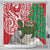 Personalised New Zealand Tuatara Christmas Shower Curtain Meri Kirihimete Aotearoa Maori Mix Pohutukawa