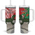 Personalised New Zealand Tuatara Christmas Tumbler With Handle Meri Kirihimete Aotearoa Maori Mix Pohutukawa