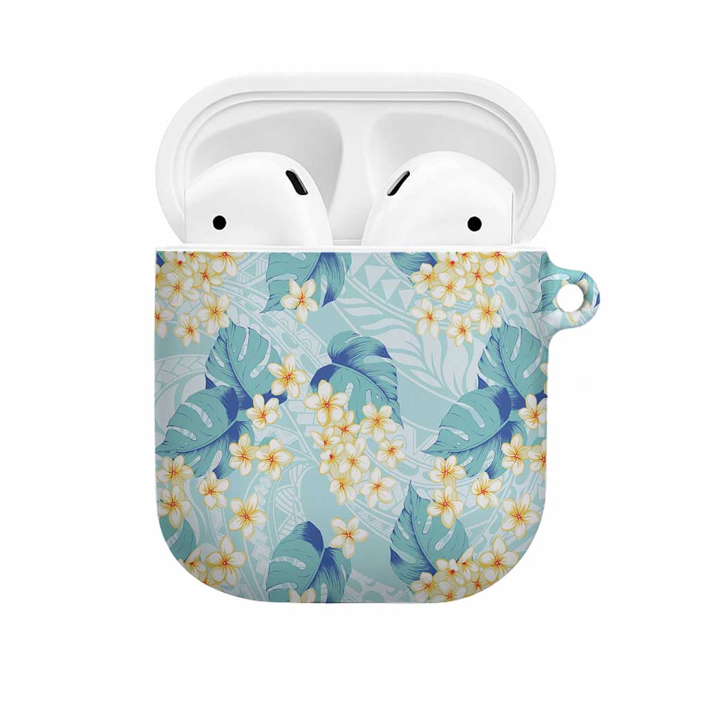Pastel Cyan Tropical Hawaii AirPods Case Seamless Monstera Plumeria Hawaiian Pattern LT14 Pastel Cyan - Polynesian Pride