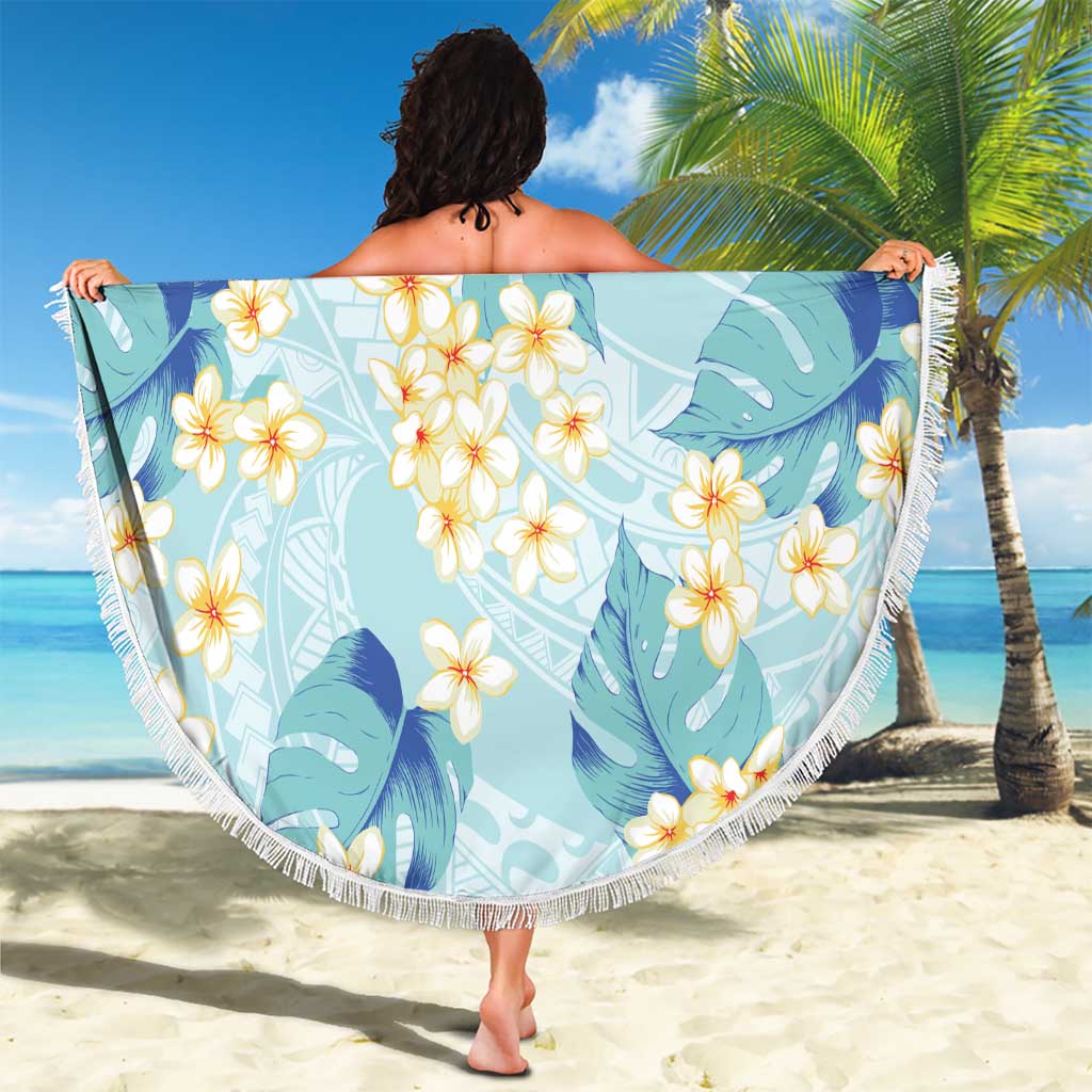 Pastel Cyan Tropical Hawaii Beach Blanket Seamless Monstera Plumeria Hawaiian Pattern LT14 - Polynesian Pride