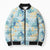 Pastel Cyan Tropical Hawaii Bomber Puffer Jacket Seamless Monstera Plumeria Hawaiian Pattern - Polynesian Pride
