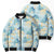 Pastel Cyan Tropical Hawaii Bomber Puffer Jacket Seamless Monstera Plumeria Hawaiian Pattern - Polynesian Pride