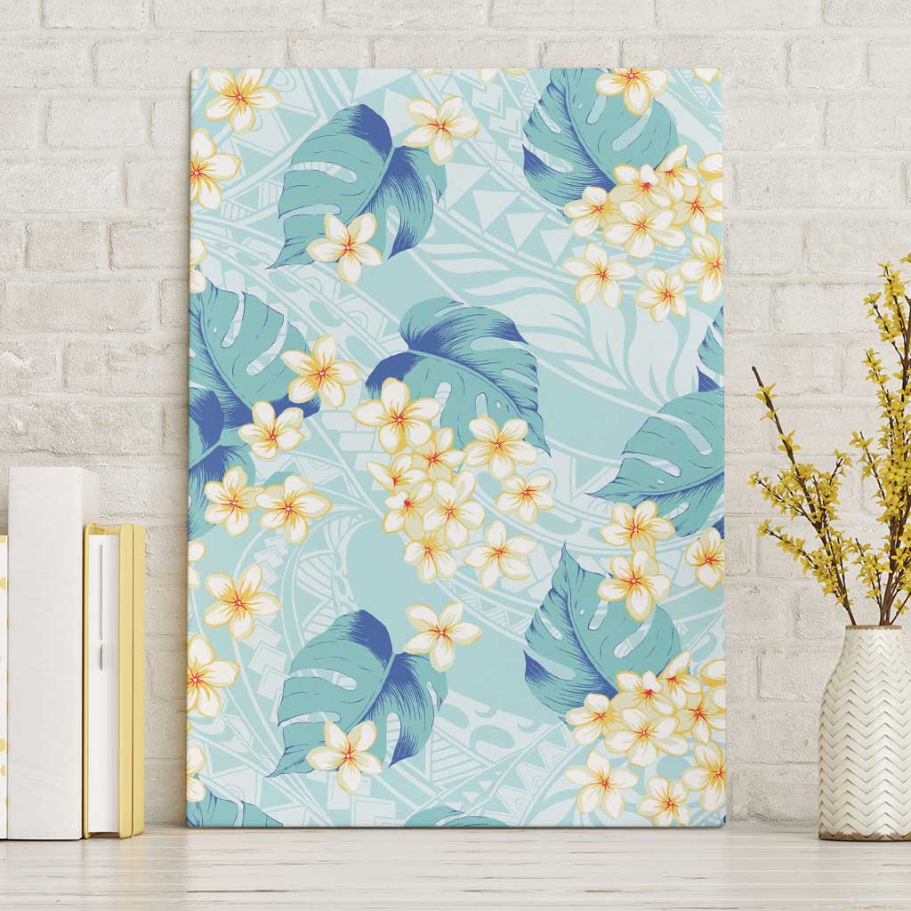 Pastel Cyan Tropical Hawaii Canvas Wall Art Seamless Monstera Plumeria Hawaiian Pattern LT14 Without Frame Pastel Cyan - Polynesian Pride