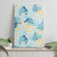 Pastel Cyan Tropical Hawaii Canvas Wall Art Seamless Monstera Plumeria Hawaiian Pattern LT14 - Polynesian Pride