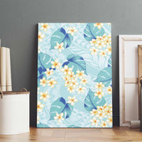 Pastel Cyan Tropical Hawaii Canvas Wall Art Seamless Monstera Plumeria Hawaiian Pattern LT14 - Polynesian Pride