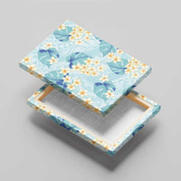 Pastel Cyan Tropical Hawaii Canvas Wall Art Seamless Monstera Plumeria Hawaiian Pattern LT14 - Polynesian Pride