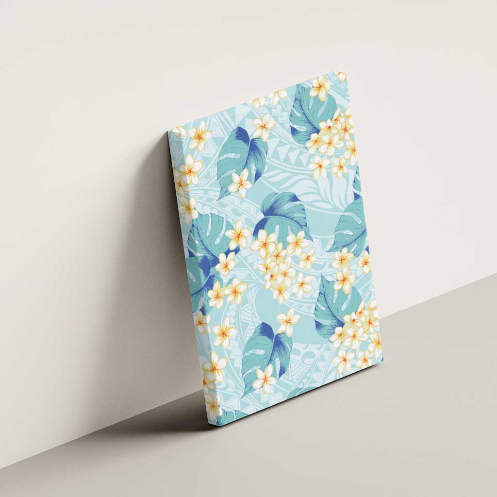 Pastel Cyan Tropical Hawaii Canvas Wall Art Seamless Monstera Plumeria Hawaiian Pattern LT14 - Polynesian Pride