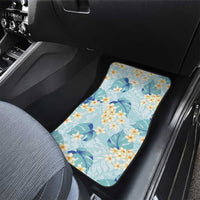 Pastel Cyan Tropical Hawaii Car Mats Seamless Monstera Plumeria Hawaiian Pattern - Polynesian Pride