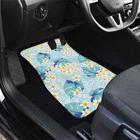 Pastel Cyan Tropical Hawaii Car Mats Seamless Monstera Plumeria Hawaiian Pattern - Polynesian Pride