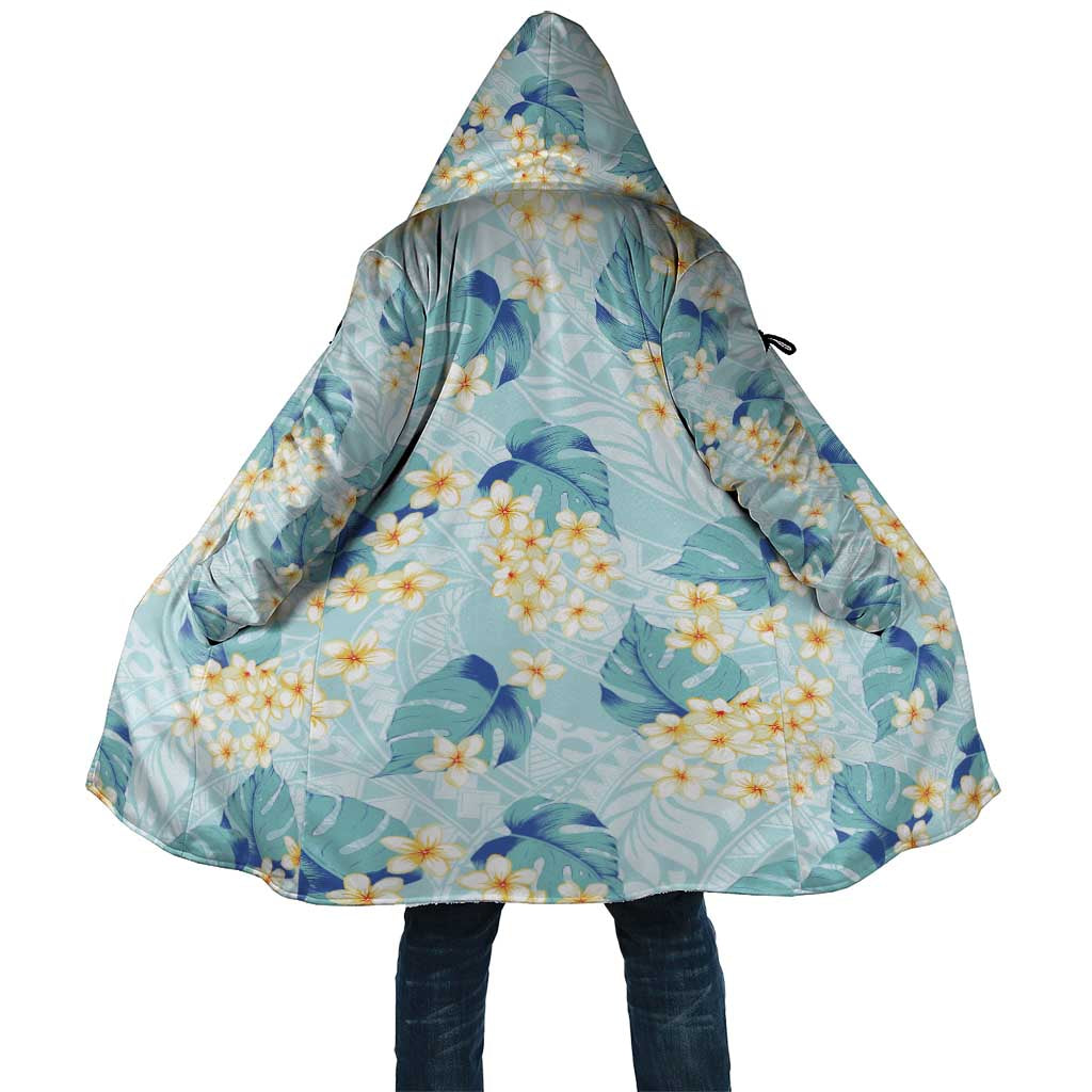 Pastel Cyan Tropical Hawaii Cloak Seamless Monstera Plumeria Hawaiian Pattern - Polynesian Pride
