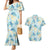 Pastel Cyan Tropical Hawaii Couples Matching Mermaid Dress and Hawaiian Shirt Seamless Monstera Plumeria Hawaiian Pattern - Polynesian Pride