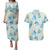 Pastel Cyan Tropical Hawaii Couples Matching Puletasi and Hawaiian Shirt Seamless Monstera Plumeria Hawaiian Pattern - Polynesian Pride