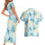 Pastel Cyan Tropical Hawaii Couples Matching Short Sleeve Bodycon Dress and Hawaiian Shirt Seamless Monstera Plumeria Hawaiian Pattern - Polynesian Pride