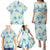 Pastel Cyan Tropical Hawaii Family Matching Puletasi and Hawaiian Shirt Seamless Monstera Plumeria Hawaiian Pattern - Polynesian Pride